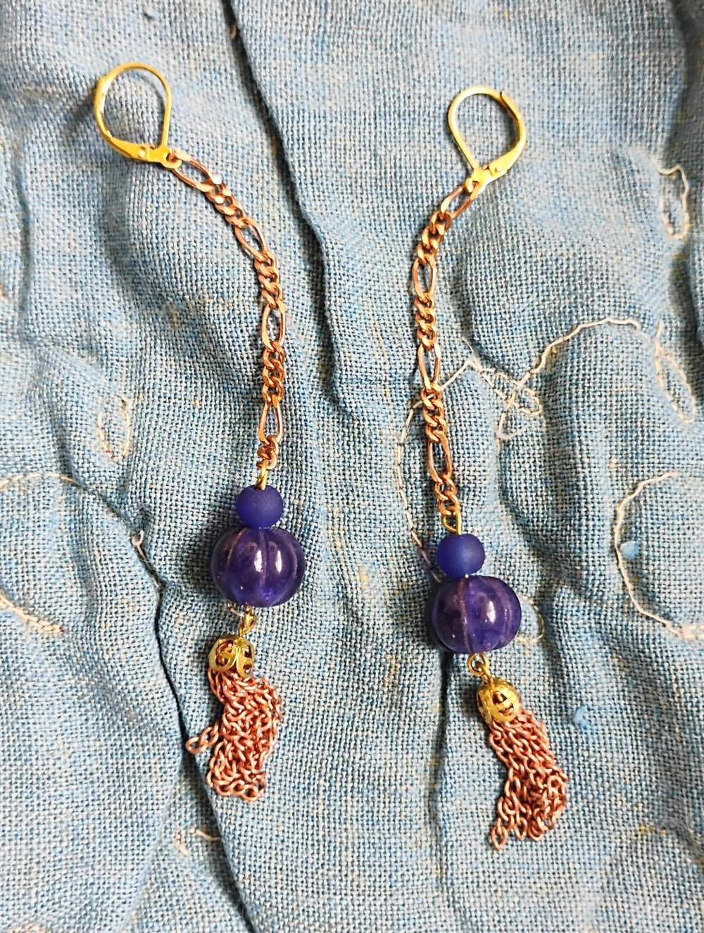 Handmade Pendulum Sapphire Tassel Earrings